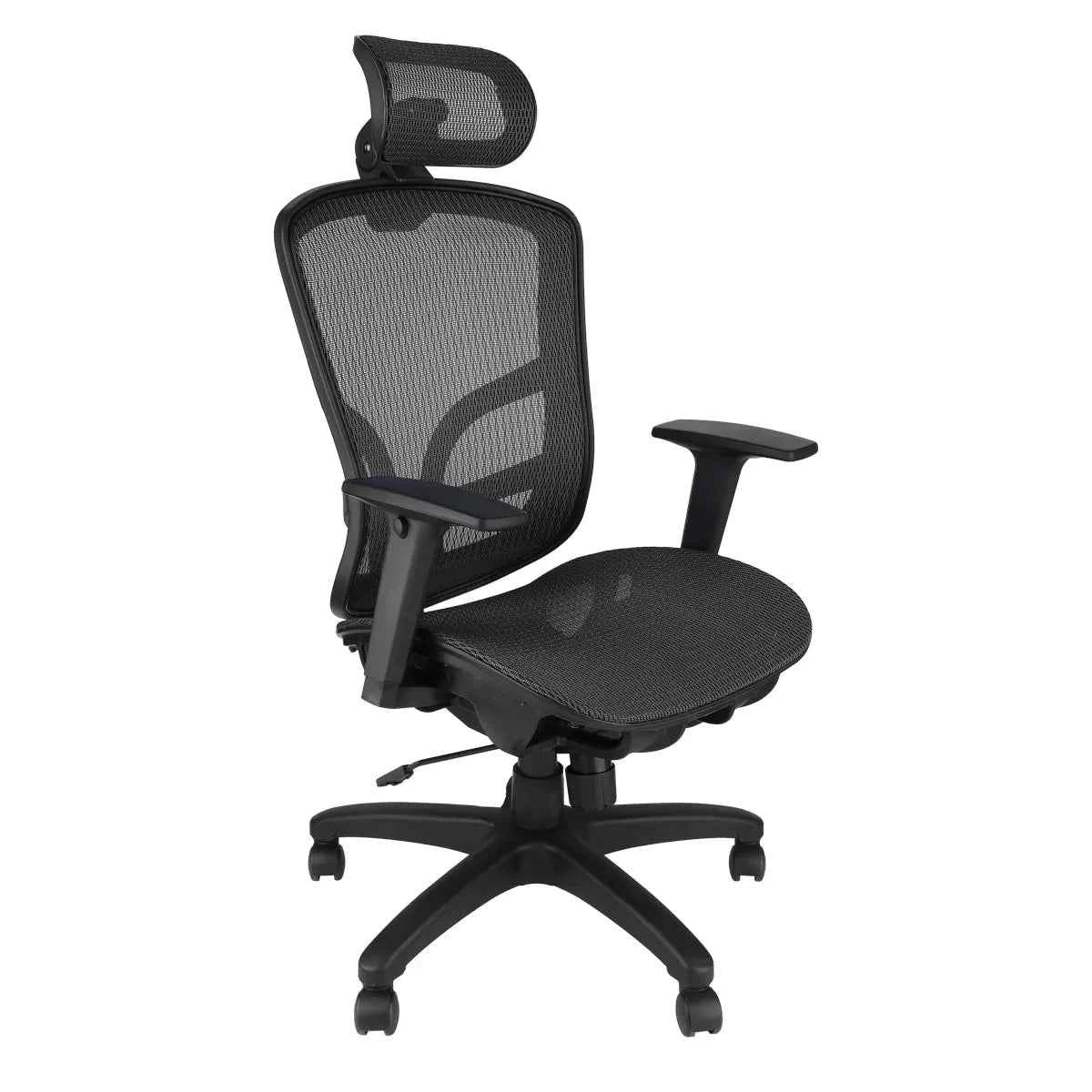 CenturyShine E32 Pro Mesh Executive Chair 45° Side View. Features BIFMA X5.1 certified core components and premium DuPont mesh. Made in Taiwan. Supports fully assembled shipping and bulk project procurement.