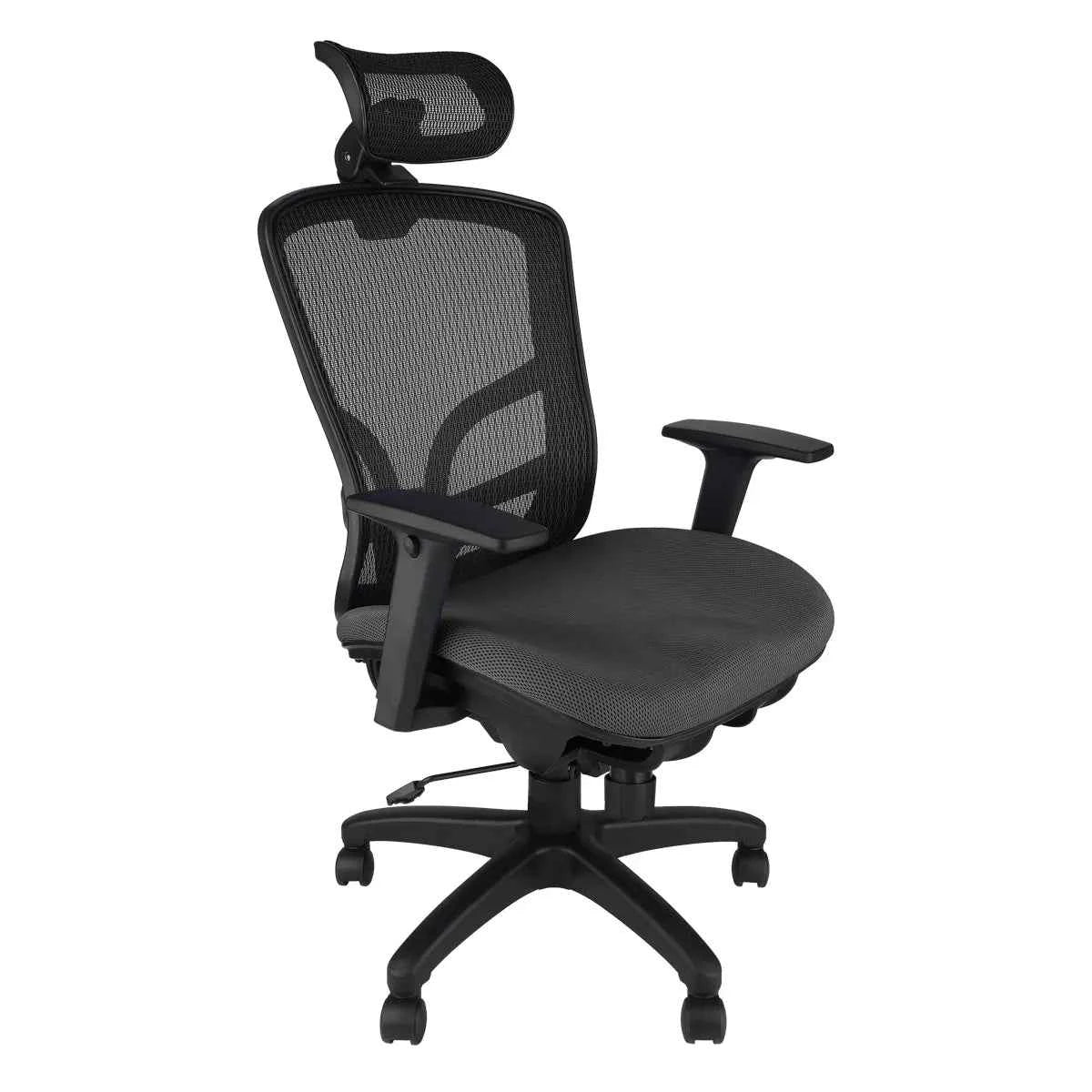 CenturyShine E32 Pro 半網主管椅白底展示圖。展示椅子的外觀與細節。