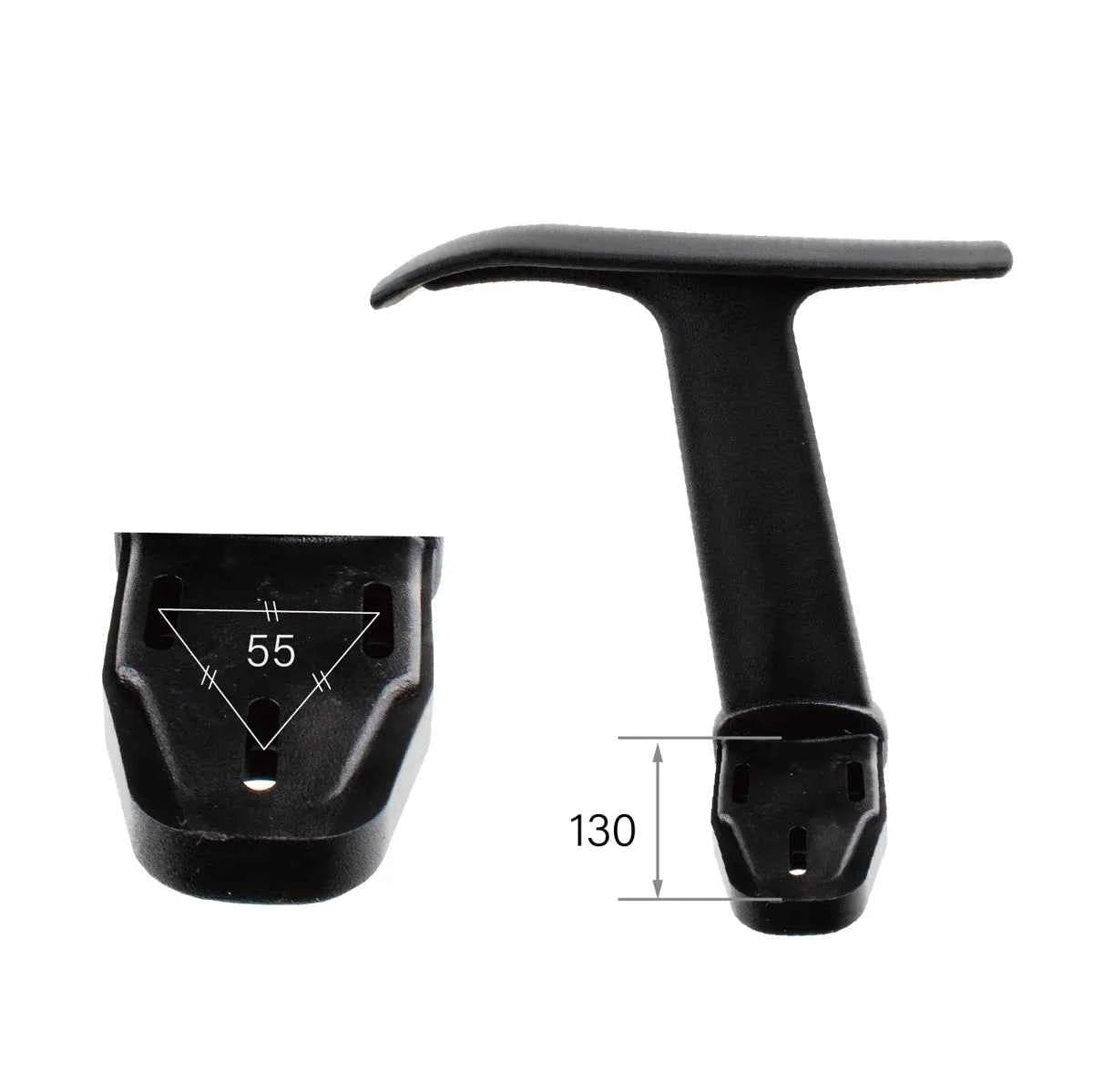 CenturyShine TL-335 Armrest Mounting Dimensions. Detailed specifications including triangular mounting hole center distance and mounting surface depth. Providing B2B clients with precise compatibility data for seamless integration.