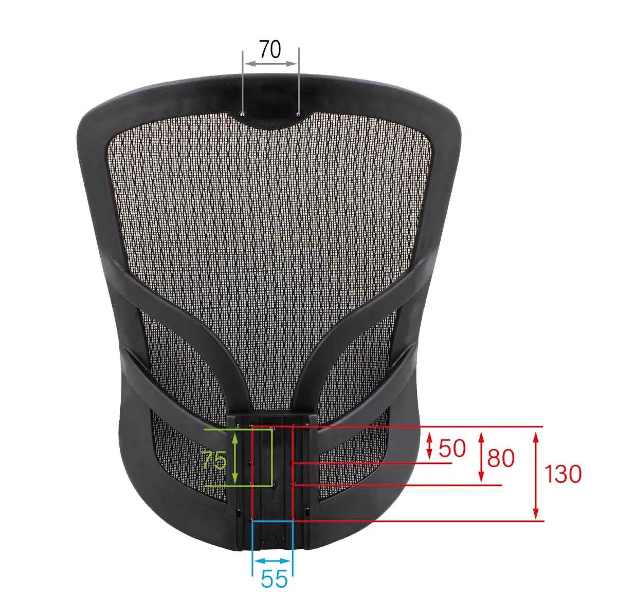 CenturyShine TQ-500W Backrest Mounting Hole Pattern. Provides detailed center-to-center hole dimensions, offering B2B clients precise technical data for accurate fitment and assembly.