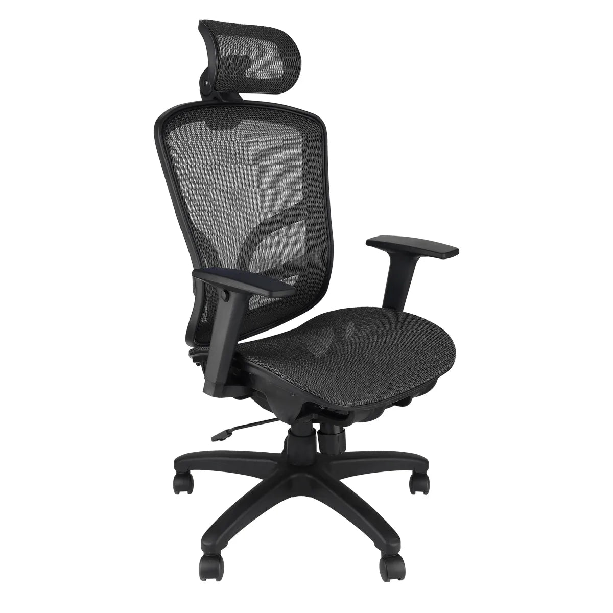 CenturyShine E32 Pro Mesh Executive Chair 45° Side View. Features BIFMA X5.1 certified core components and premium DuPont mesh. Made in Taiwan. Supports fully assembled shipping and bulk project procurement.