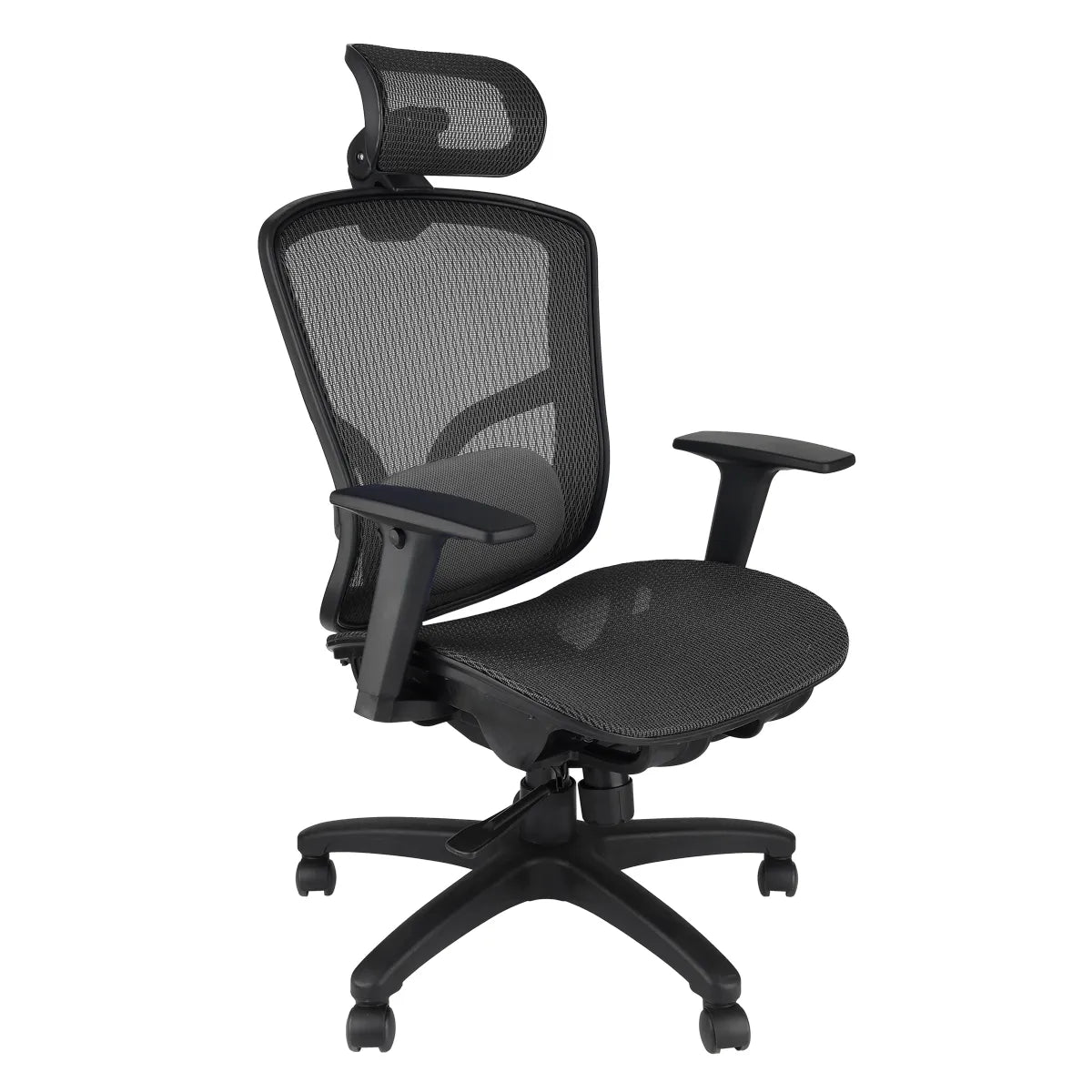 CenturyShine E51 Prime Mesh Executive Chair 45° Side View. Features BIFMA X5.1 certified core components and premium DuPont mesh. Made in Taiwan. Supports fully assembled shipping and bulk project procurement.
