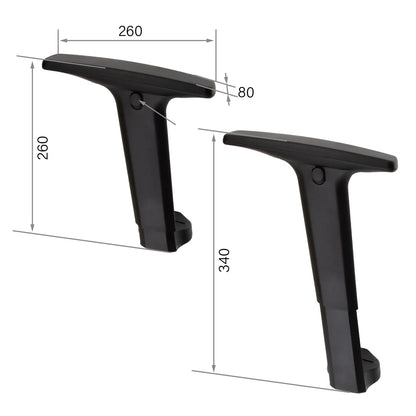 CenturyShine TL-701 Armrest Technical Specifications. Detailed dimensions covering length, width, and height, along with precise vertical adjustment data.