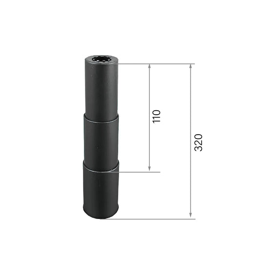 CenturyShine TM-03 三節杯尺寸圖。詳細標註三節杯的全體總長及二節總長，提供 B2B 客戶精確適配數據。