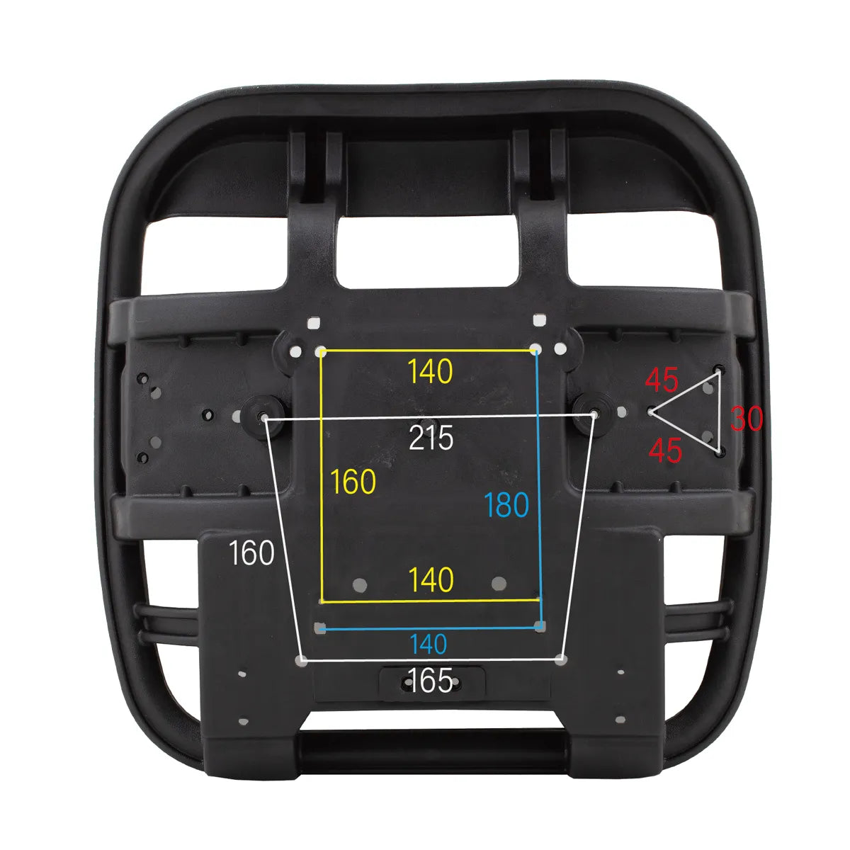 CenturyShine TP-470W Seat Mounting Hole Pattern. Provides detailed center-to-center hole dimensions, offering B2B clients precise technical data for accurate fitment and assembly.