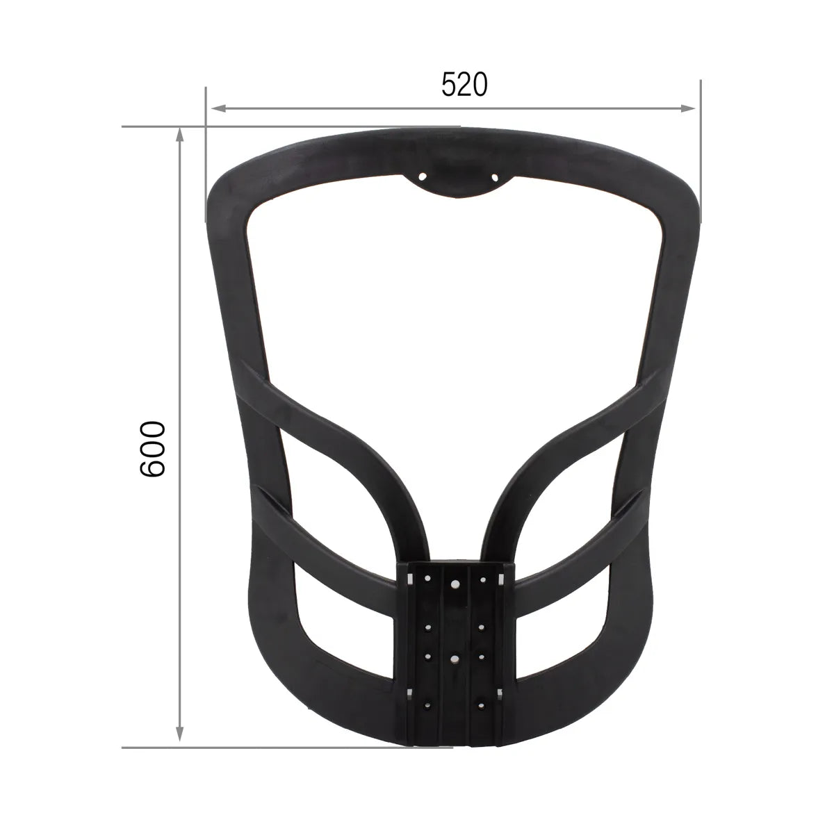 CenturyShine TQ-500 Backrest Frame Dimensional Drawing. Provides detailed width and height specifications, offering B2B clients precise technical data for optimal compatibility and integration.
