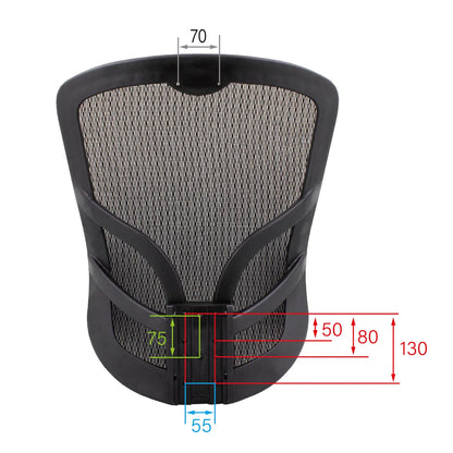 CenturyShine TQ-500W Backrest Mounting Hole Pattern. Provides detailed center-to-center hole dimensions, offering B2B clients precise technical data for accurate fitment and assembly.